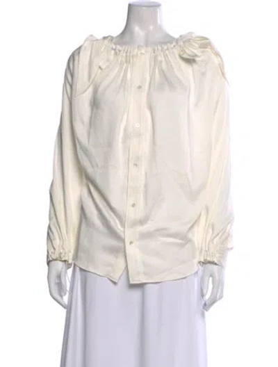 Pre-owned Toga Off-the-shoulder Long Sleeve Blouse In Neutral