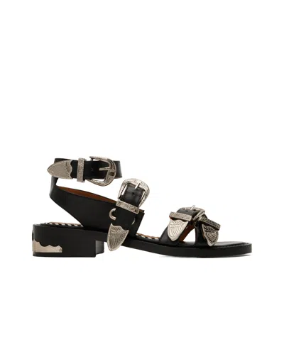 Toga Open Toe High Heel Sandals In Black