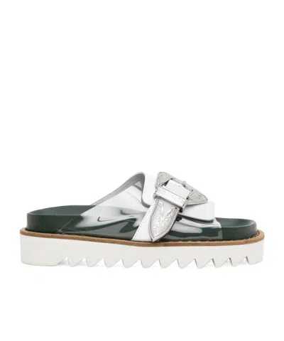 Toga Open-toed Contrasting Slippers In White