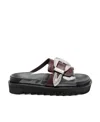 Toga Burgundy Leather Flats In Black