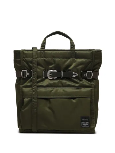 Toga Padded Buckle-detail Messenger Bag In Green