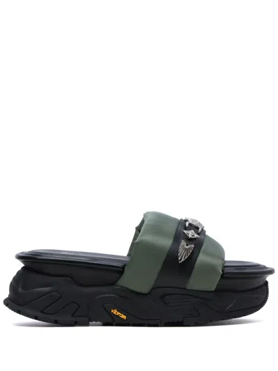 Toga Stud-embellished Flatform Sandals In Green