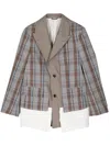 Toga Panelled Checked Blazer In Grey