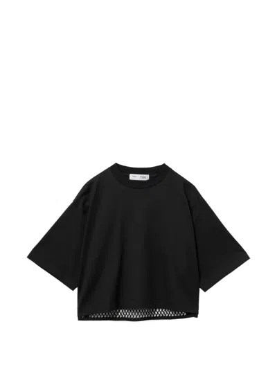 Toga Panelled Cropped T-shirt In Black