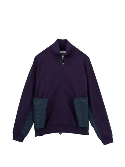 Toga Panelled Quarter-zip Sweater In Purple
