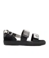 Toga Embossed Strap Sandals In Black