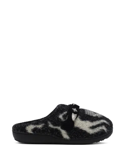 Toga Patterned Jewel-embellished Slippers In Black