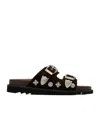 Toga Pin Button Detail Slippers In Black