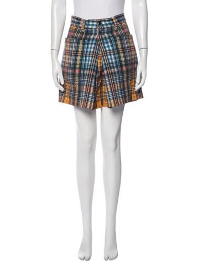 Pre-owned Toga Plaid Print Mini Shorts In Multicolor