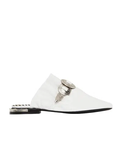 Toga Pleated Logo Muller Shoes In White