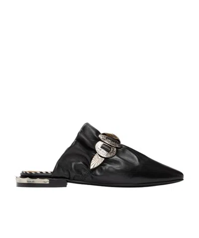 Toga Pleated Muller Shoes In Black