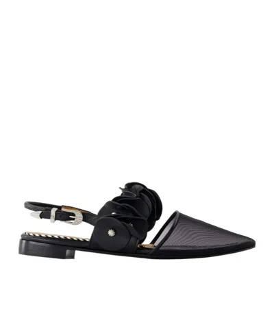 Toga Pointed Flat Sandals In Black