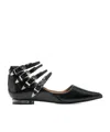 Toga Polido Multi Strap Ballerina Flats In Black