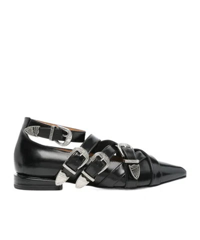 Toga Black Criss-cross Ballerina Flats