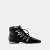 Toga Buckled Lace-up Leather Sandals In Black