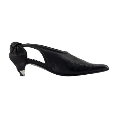 Toga Western-embroidered Knotted Heeled Pumps In Black