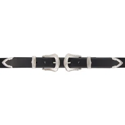 Toga Pulla Black Double Buckle Wide Belt In Red