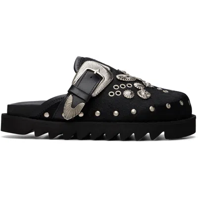 Toga Pulla Black Eyelet Metal Clog Muller Shoes