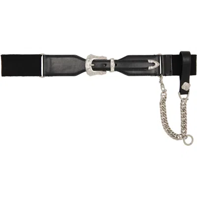 Toga Pulla Black Leather Chain Belt