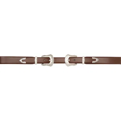 Toga Pulla Brown Double Buckle Belt In Neutral
