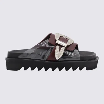 Toga Pulla Burgundy Leather Flats In Purple