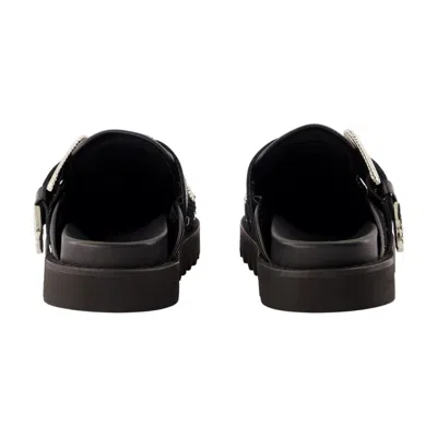 Toga Pulla Calfskin Mule Slipper In Black