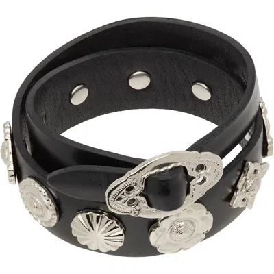 Toga Pulla Double Leather Bracelet In Black