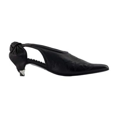 Toga Pulla Embroidered Calfskin Mule In Black