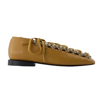 Toga Pulla Leather Lace-up Ballerina In Brown