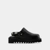 Toga Chunky Flat Sandals With Oversized Buckle In Black