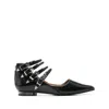 Toga Polido Multi Strap Ballerina Flats In Black