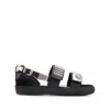 Toga Embossed Strap Sandals In Black