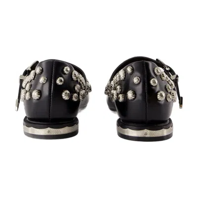 Toga Pulla Stud-embellished Calfskin Ballerina Flat In Black