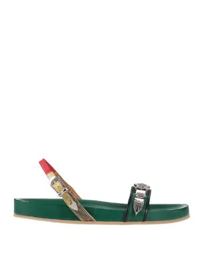 Toga Pulla Woman Sandals Dark Green Size 7 Leather