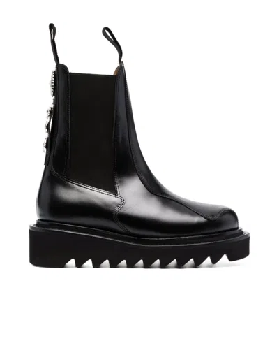 Toga Ridged Sole Ankle Boots In Black