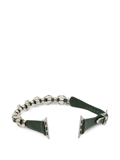 Toga Ring Detail Leather Watch Strap In Black