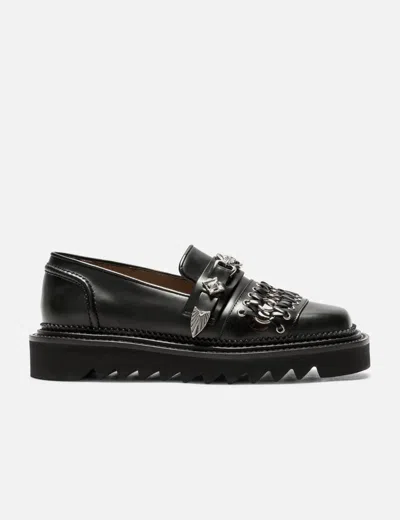 Toga Ring-detail Leather Loafers In Black