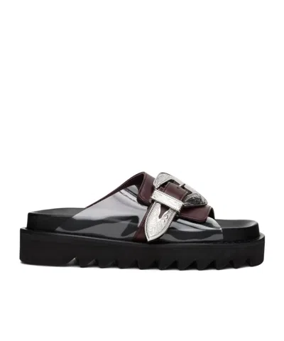 Toga Round Head Sandals With Buckles In Black