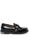 Toga Round-toe Leather Loafers In Black