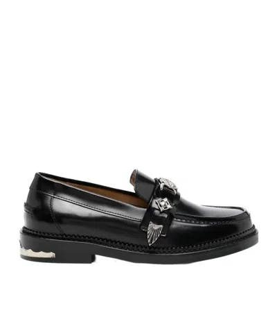 Toga Round Toe Loafers In Black