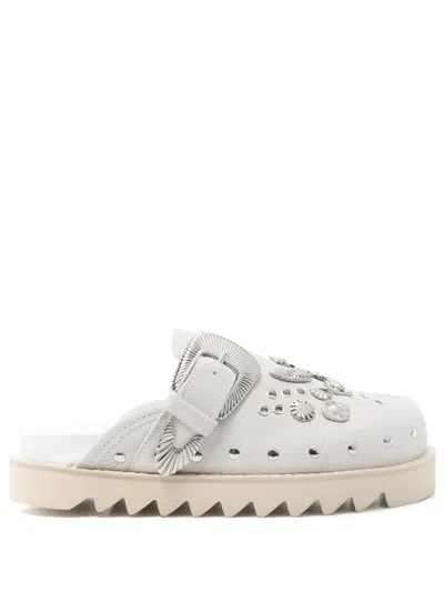Toga Sabot Metal Mules In White