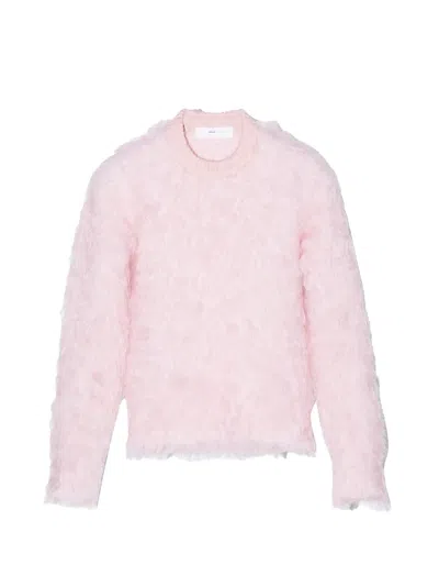 Toga Shaggy Knit Sweater In Pink