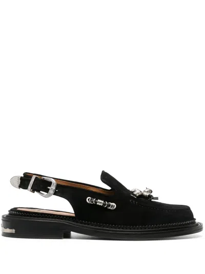 Toga Sling-back Leather Loafers In Black