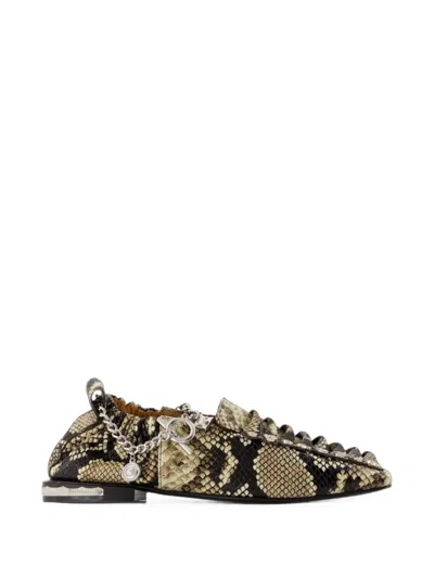 Toga Snakeskin-effect Studded Ballet Flats In Multi