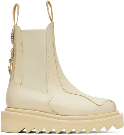 Toga Ssense Exclusive Beige Platform Chelsea Boots In Off White