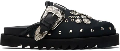 Toga Ssense Exclusive Black Eyelet Metal Sabot Loafers In Aj1058 Black