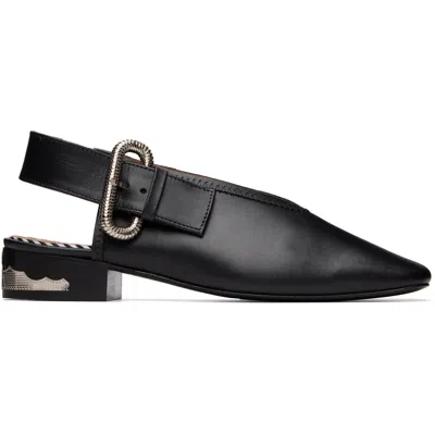Toga Ssense Exclusive Black Leather Ballerina Flats