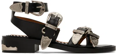 Toga Ssense Exclusive Black Metal Leather Sandals