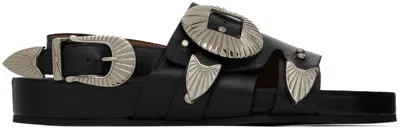 Toga Ssense Exclusive Black Oversized Buckle Sandals In Aj1149 Blac