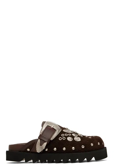 Toga Ssense Exclusive Brown Buckle Clogs In Chocolate Brown